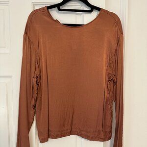 Copper satin long sleeved shirt
